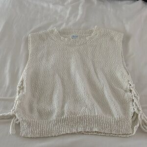 Cream Sleeveless Knit Top